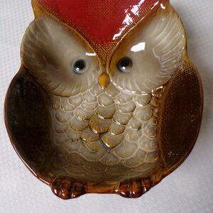Nature’s Home Glazed Ceramic Owl Bowl and Plate Wall Plaque Candy Dish